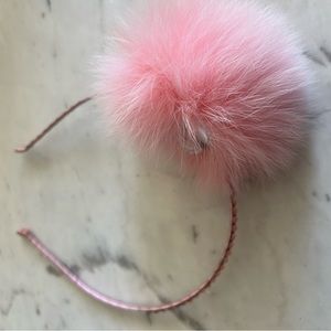 Light pink poof headband with rhinestones